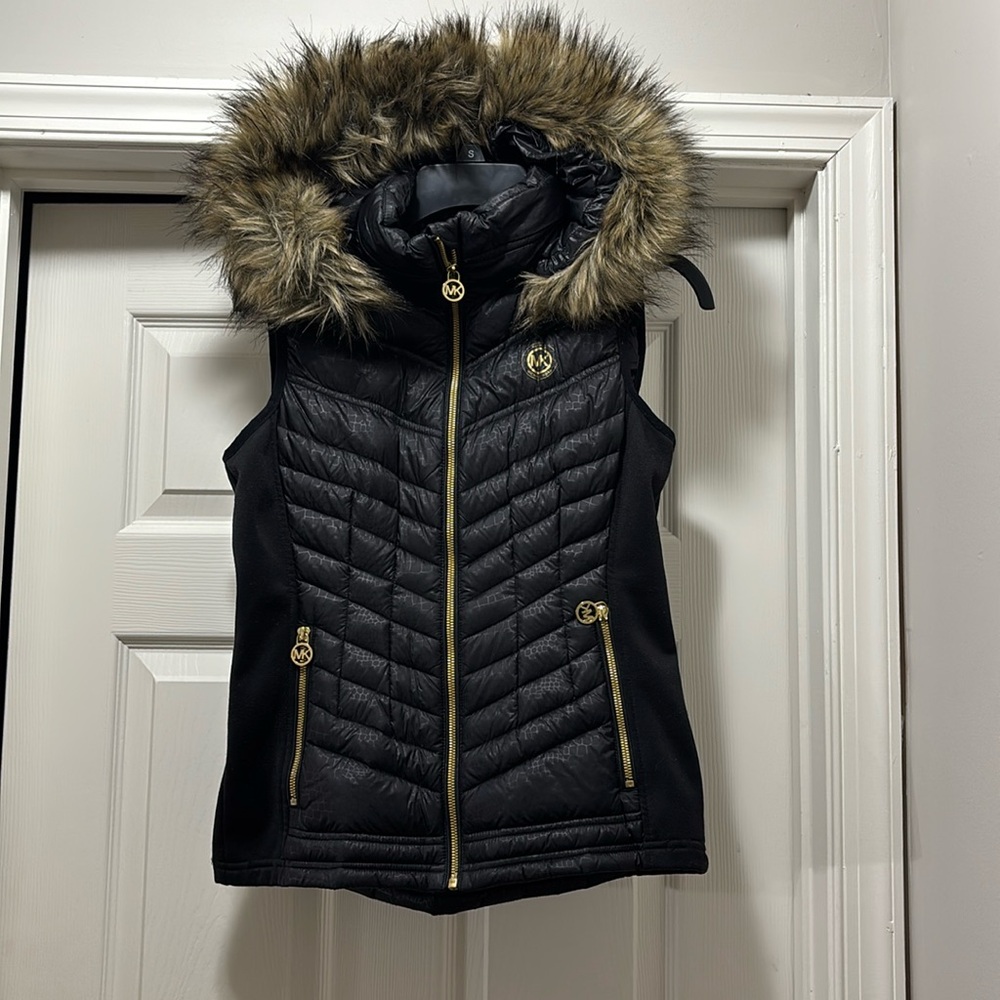 Michael Kors black packable puffer vest.